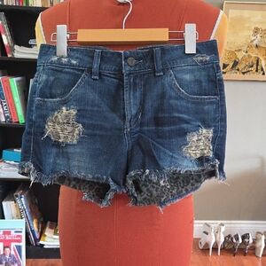 Guess Dark Blue Distressed Jean Shorts